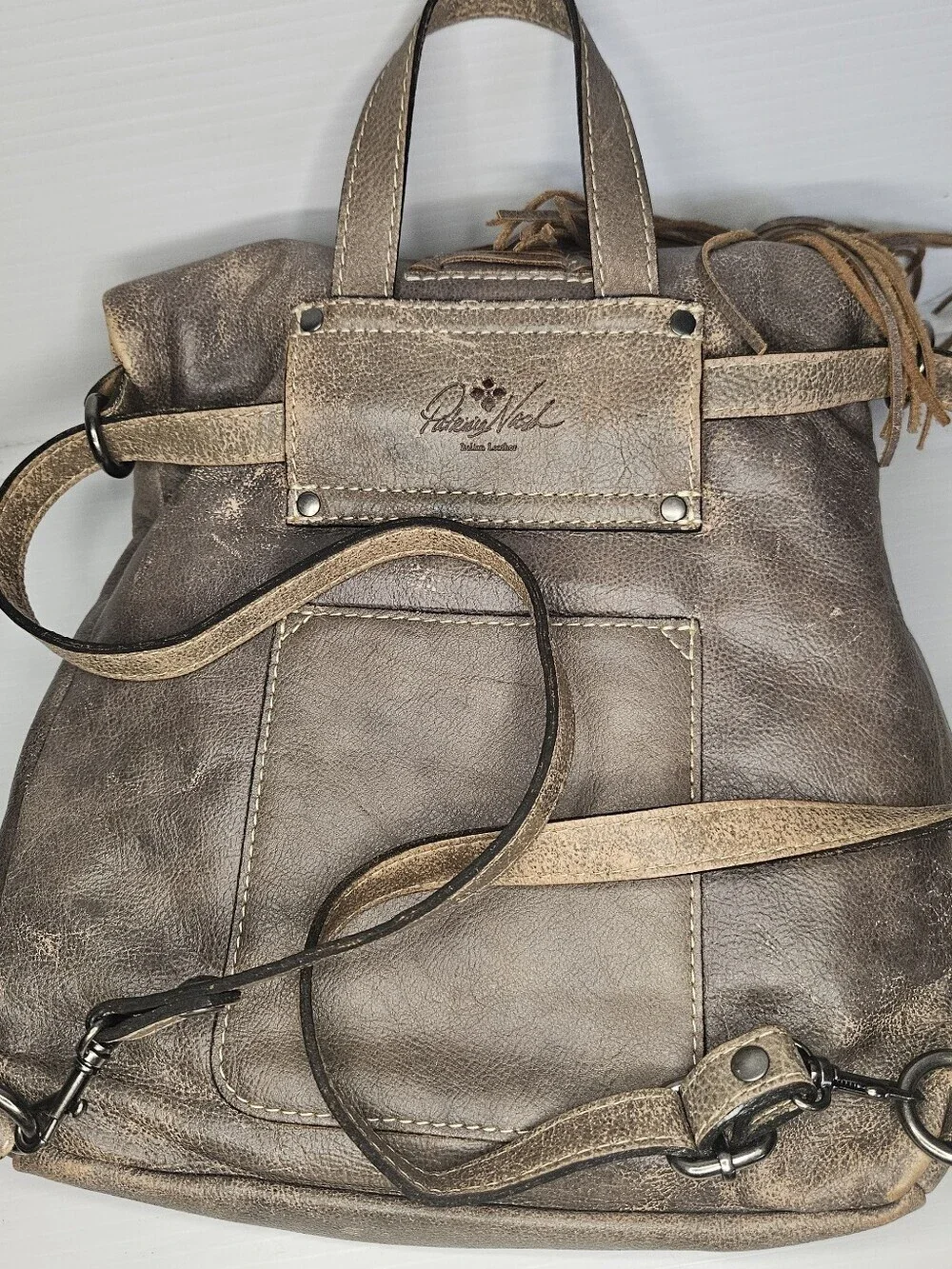 Patricia Nash Luzille Convertible Backpack Distressed Gray Leather Crossbody Bag